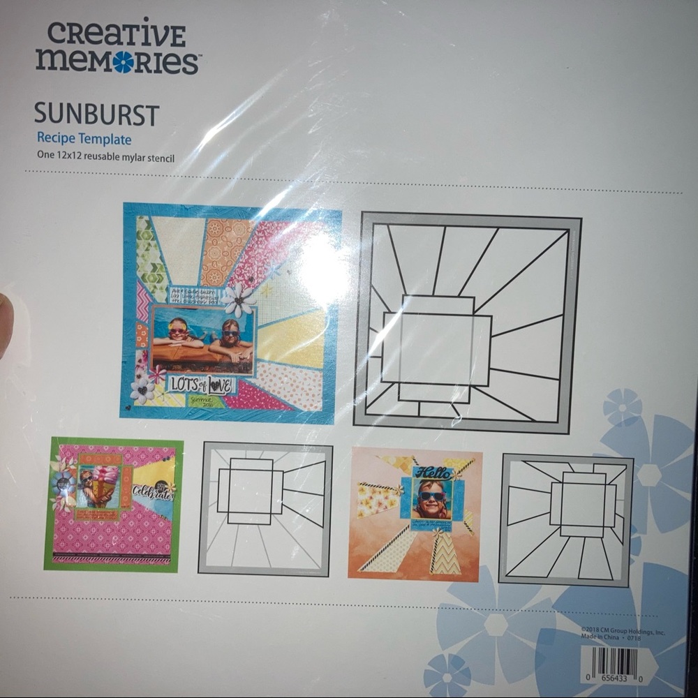 Creative Memories SUNBURST Recipe Template 12x12 Reusable Mylar Stencil RARE-NEW